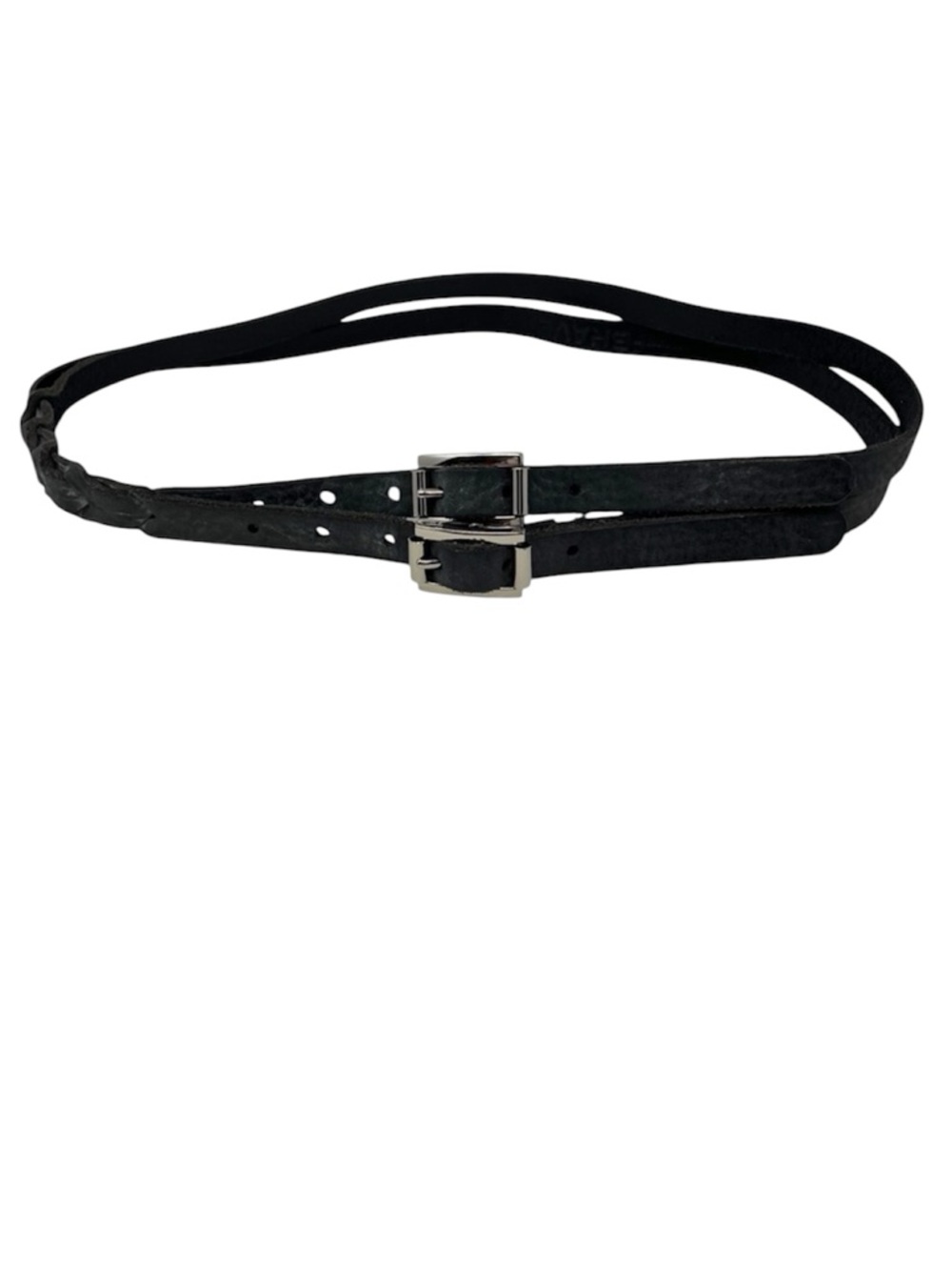 Brave leather double belt with roller buckles